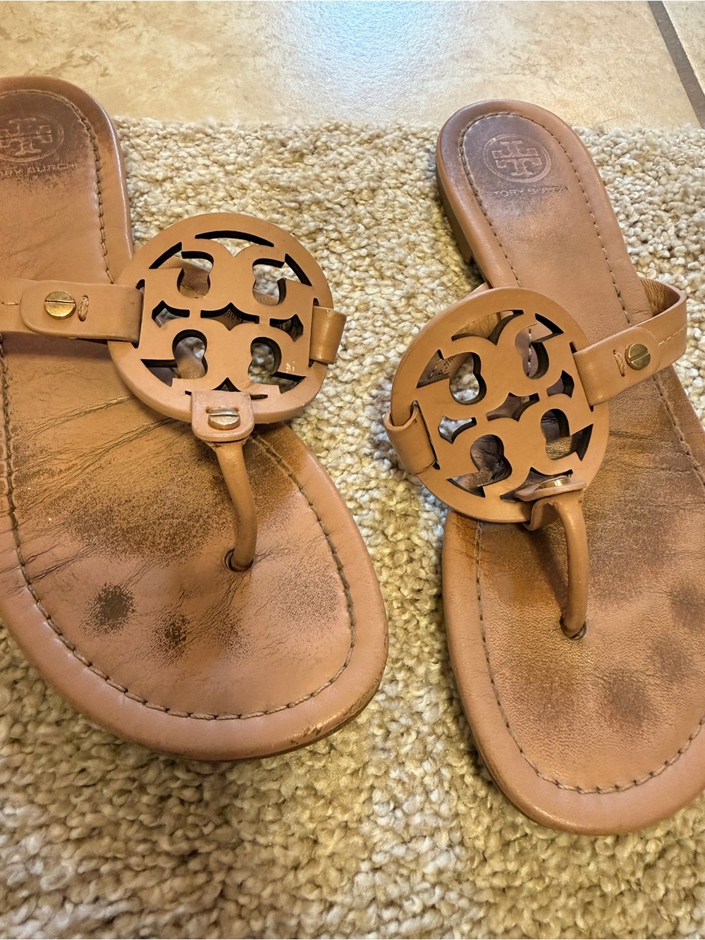 Tory Burch Miller Logo Thong Sandals - Beige - Picture 4 of 4